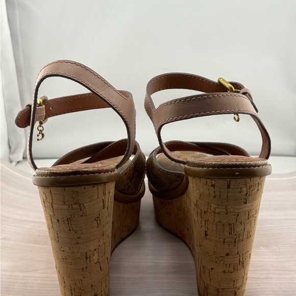 Coach Tan and Pink Wedges with Cork-Style Heel NWOT - Picture 7 of 8